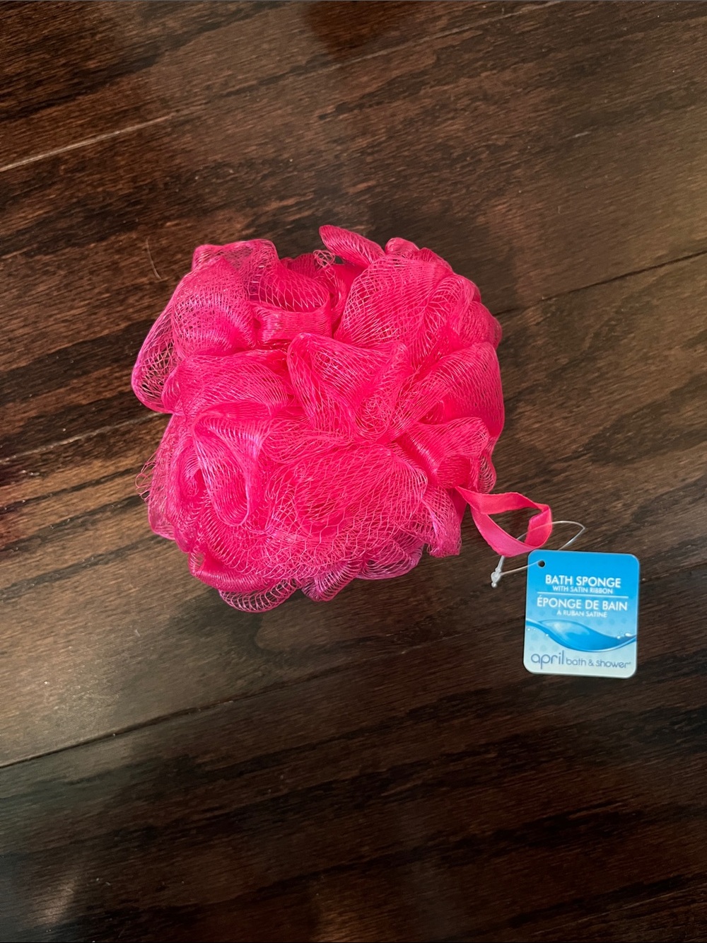 Bright Pink Bath Loofah with Ribbon